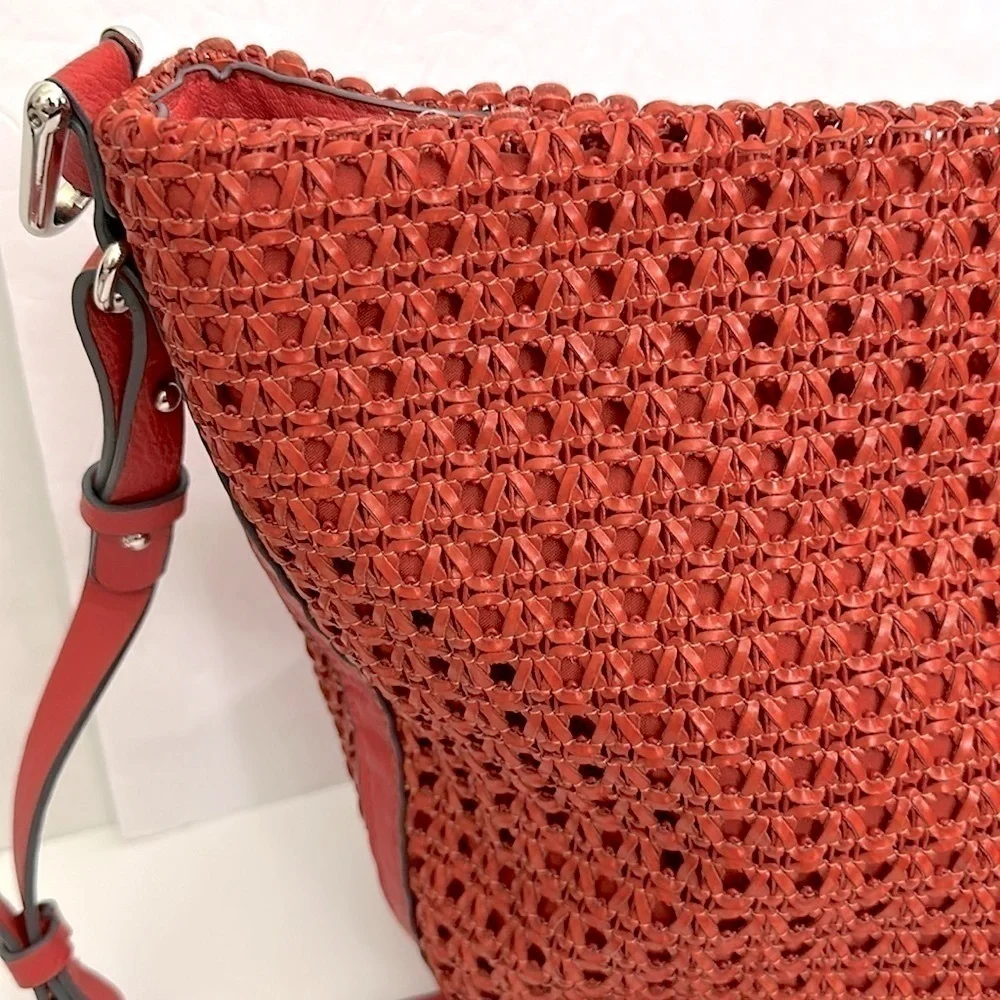 PARFOIS Basket weave HOBO/SHOULDER BAG in an orangish red color NWOT